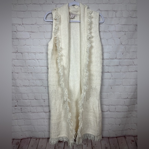 Sincerely Jules Woman’s long open cardigan sleeveless Western Winter sz S, NWT - Picture 1 of 5